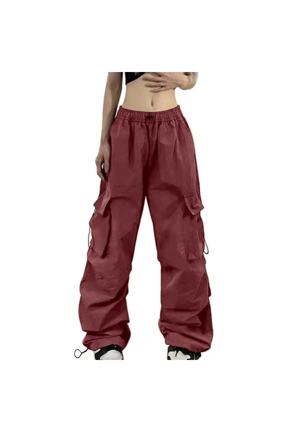 Womens Pants Vintage High Street Parachute baggy pleasure Long Pants Summer Multi Pocket Cargo Pants Storm Pants