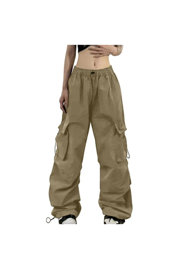 Womens Pants Vintage High Street Parachute baggy pleasure Long Pants Summer Multi Pocket Cargo Pants Storm Pants