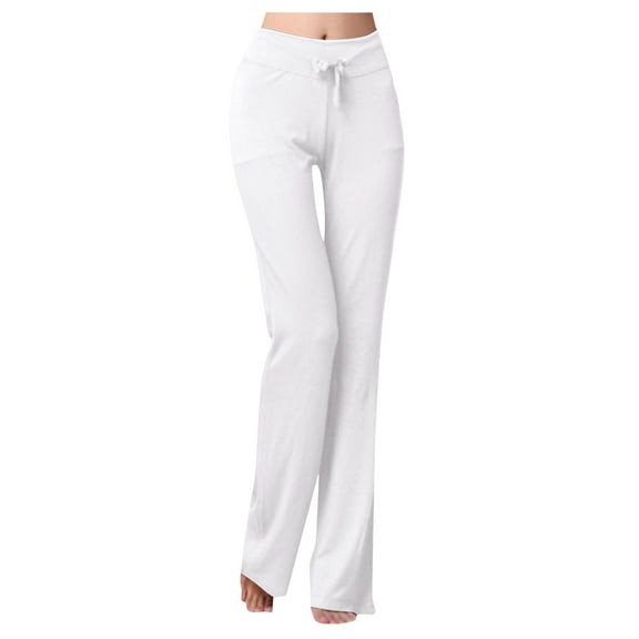 XIAONU Womens Pants pleasure Drawstring Elastic High Waist Wide Leg Workout Pants baggy Comfy Oversized Yoga Pants Trousers
