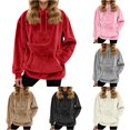 thumbnail image 1 of XIAONU Womens Plush Hoodie Oversized Pocket Daily Walking Pullover Sweatshirt, 1 of 5