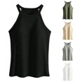 thumbnail image 1 of XIAONU Womens Ribbed Halter Tank Top Sleeveless Slim Fit Gym Daily Camis, 1 of 3