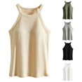 thumbnail image 1 of XIAONU Womens Ribbed Halter Tank Top Sleeveless Slim Fit Gym Daily Camis, 1 of 3
