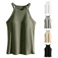 thumbnail image 1 of XIAONU Womens Ribbed Halter Tank Top Sleeveless Slim Fit Gym Daily Camis, 1 of 3