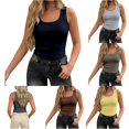 thumbnail image 1 of XIAONU Womens Ribbed Tank Top U Neck Sleeveless Slim Fit Daily Shirt, 1 of 7