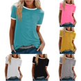 thumbnail image 1 of XIAONU Womens Ringer T Shirt Short Sleeve Crew Neck Everyday Summer Basic Top, 1 of 5