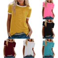 thumbnail image 1 of XIAONU Womens Ringer T Shirt Short Sleeve Crew Neck Everyday Summer Basic Top, 1 of 5