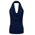 thumbnail image 1 of XIAONU Womens Ruched Cowl Neck Halter Sleeveless Camisole Solid Color Stretchy Feminine Evening Party Tops, 1 of 2