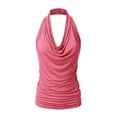 thumbnail image 1 of XIAONU Womens Ruched Cowl Neck Halter Sleeveless Camisole Solid Color Stretchy Feminine Evening Party Tops, 1 of 1