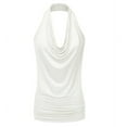 thumbnail image 1 of XIAONU Womens Ruched Cowl Neck Halter Sleeveless Camisole Solid Color Stretchy Feminine Evening Party Tops, 1 of 2