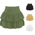 thumbnail image 1 of XIAONU Womens Ruffle Tier Skirt Elastic Waist Short A Line Skater Skirt Casual Bottom Wear, 1 of 4