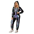thumbnail image 1 of XIAONU Womens Skeleton Jumpsuit Bone Print Hooded Zip Up Long Sleeve Halloween Party Onesie, 1 of 4