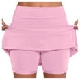thumbnail image 1 of XIAONU Womens Skirts Double Layer Skirt Pants With Sporty Pockets Casual Fitness Solid Color High Waisted Short Skirt, 1 of 6