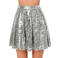 thumbnail image 1 of XIAONU Womens Skirts Fashion High Waist Pleated Sequin Skirt Ladies Solid Color Loose Short Skirt Party Night Wear, 1 of 6