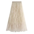thumbnail image 1 of XIAONU Womens Skirts High Waisted Thin And Mesh A Line Cake Skirt Ladies Solid Color Casual Loose Elegant Midi Skirt, 1 of 6