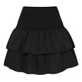 thumbnail image 1 of XIAONU Womens Skirts Solid Color Ruffle Printed Pleated Skirt Elastic High Waist Casual Summer Comfortable Mini Skirts, 1 of 4