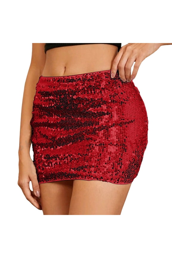 Womens Skirts Sparkling Sequin Hot Girl Mini Skirt Elastic Waist Trendy Elegant Bodycon Skirt Evening Party
