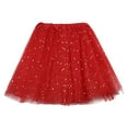 thumbnail image 1 of XIAONU Womens Skirts Three-Layer Star Sequin Half Tulle Skirt High Waist Solid Color Loose Mini Skirts Club Party, 1 of 2