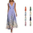 thumbnail image 1 of XIAONU Womens Sleeveless V Neck Floral Print Maxi Dress Flowing Floor‑Length Gown, 1 of 4