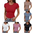 thumbnail image 1 of XIAONU Womens Slim Fitting Basic Tee Round Neck Short Sleeve Street Daily Shirts, 1 of 4