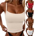thumbnail image 1 of XIAONU Womens Solid Crop Cami Top Scoop Neck Spaghetti Strap Casual Layering Tops, 1 of 6
