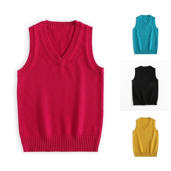 XIAONU Womens Solid Knit Sleeveless Vests Regular Fit Layering Knit Waistcoats