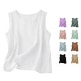 thumbnail image 1 of XIAONU Womens Solid Sleeveless Tank Top Round Neck Relaxed Fit Basic Layering Shirts, 1 of 4