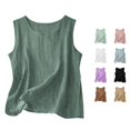 thumbnail image 1 of XIAONU Womens Solid Sleeveless Tank Top Round Neck Relaxed Fit Basic Layering Shirts, 1 of 4