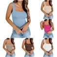 thumbnail image 1 of XIAONU Womens Solid Tank Top Sleeveless Square Neck Slim Fit Basic Layering Top, 1 of 3