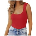 thumbnail image 1 of XIAONU Womens Square Neck Tank Bodysuit form Fitting Sleeveless Square Neck Bodysuit Top Stretchy Sleek Everyday Bodysuits, 1 of 5