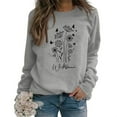 thumbnail image 1 of XIAONU Womens Sweatshirts Fun Floral Pattern Hoodless Sweatshirt Peasure Retro Long-Sleeve Pullover Hoodless Sweatshirt, 1 of 3