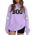 thumbnail image 1 of XIAONU Womens Sweatshirts Ghost Cute Printed Hoodless Sweatshirt Peasure Baggy Long-Sleeved Pullover Hoodless Sweatshirt, 1 of 5
