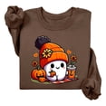 thumbnail image 1 of XIAONU Womens Sweatshirts Halloween Ghost Print Hoodless Sweatshirt Long Sleeve Round Neck Peasure Pullover Hoodless Sweatshirt, 1 of 4
