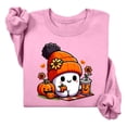thumbnail image 1 of XIAONU Womens Sweatshirts Halloween Ghost Print Hoodless Sweatshirt Long Sleeve Round Neck Peasure Pullover Hoodless Sweatshirt, 1 of 4