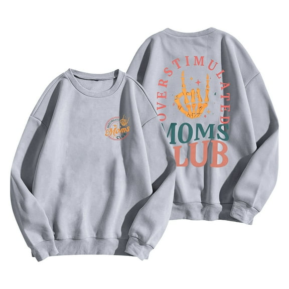 XIAONU Womens Sweatshirts Letter Print Trendy Hoodless Sweatshirt Round Neck Long Sleeve Pullover Sweatshirt Streetwear