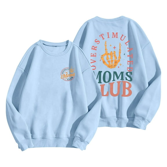 XIAONU Womens Sweatshirts Letter Print Trendy Hoodless Sweatshirt Round Neck Long Sleeve Pullover Sweatshirt Streetwear