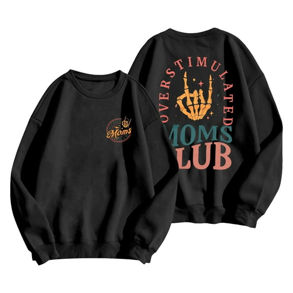 XIAONU Womens Sweatshirts Letter Print Trendy Hoodless Sweatshirt Round Neck Long Sleeve Pullover Sweatshirt Streetwear