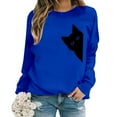 thumbnail image 1 of XIAONU Womens Sweatshirts Pleasure Cat Print Trendy Hoodless Sweatshirt Baggy Long Sleeve Vintage Round Neck Pullover Sweatshirt, 1 of 4