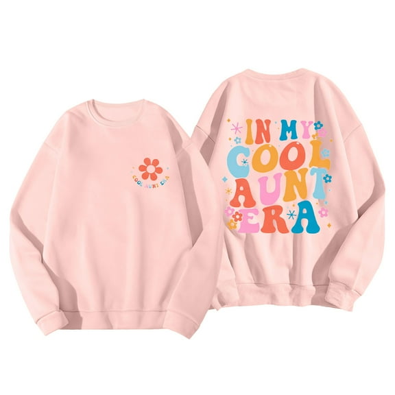 XIAONU Womens Sweatshirts Retro Letter Print Round-Neck Hoodless Sweatshirt Peasure Long-Sleeve Pullover Baggy Hoodless Sweatshirt Streetwear