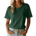 thumbnail image 1 of XIAONU Womens T Shirts Pure Cotton pleasure Base Shirt T-Shirt Short Sleeve Solid Color baggy Round Neck Tee Shirt, 1 of 4