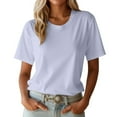 thumbnail image 1 of XIAONU Womens T Shirts Pure Cotton pleasure Base Shirt T-Shirt Short Sleeve Solid Color baggy Round Neck Tee Shirt, 1 of 4