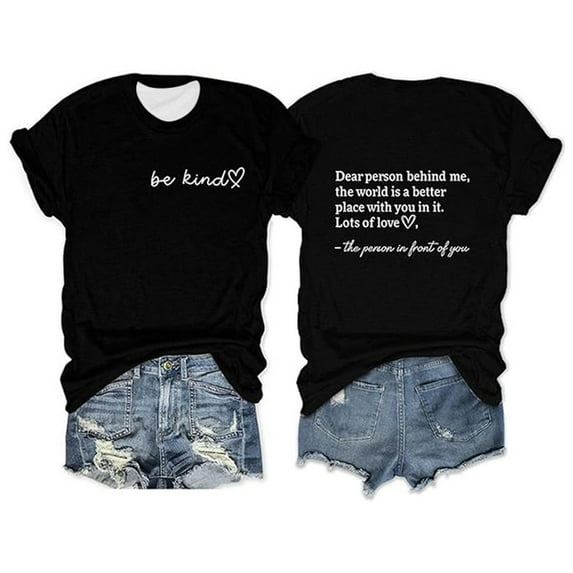 XIAONU Womens T Shirts Vintage Letter Printed Crew Neck Pullover Tees Short Sleeve Soft Loose Streetwear Casual Tee Shirts