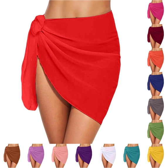 XIAONU Womens Tie Side Sarong Skirt Wrap Design Beach Swimsuit Cover Up Skirts Summer Vacation Swim Wear Cover Up