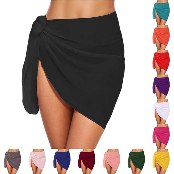 XIAONU Womens Tie Side Sarong Skirt Wrap Design Beach Swimsuit Cover Up Skirts Summer Vacation Swim Wear Cover Up