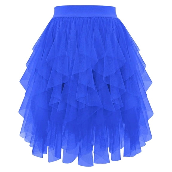 XIAONU Womens Tiered Tulle Mini Tutu Skirt Elastic High Waist Fluffy Layered Mesh A-Line Short Skirt for Parties Dances Outfits