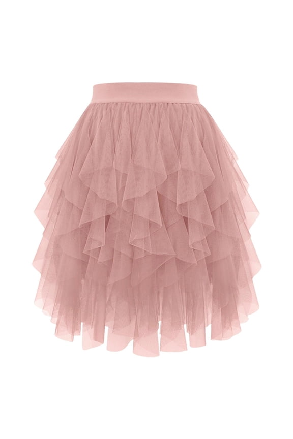 Womens Tiered Tulle Mini Tutu Skirt Elastic High Waist Fluffy Layered Mesh A-Line Short Skirt for Parties Dances Outfits