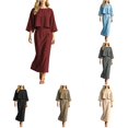 thumbnail image 1 of XIAONU Womens Two Piece Outfit Set Cropped 3/4 Sleeve Top High Waist Midi Skirt Matching Suit, 1 of 4