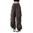 thumbnail image 1 of XIAONU Young Adult Pants High Street baggy Straight Leg Wide Leg Cargo Pants With Large Pockets pleasure Retro Ankle Cuff Pants, 1 of 4
