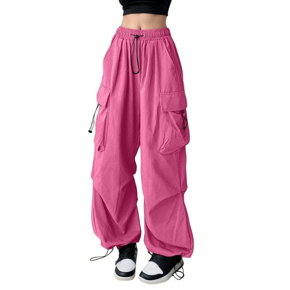 XIAONU Young Adult Pants High Street baggy Straight Leg Wide Leg Cargo Pants With Large Pockets pleasure Retro Ankle Cuff Pants