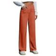 thumbnail image 1 of XIAONU Young Adult Pants High Waist Elasic Straight Leg Trousers Button Down Work Business Trousers With Pockets, 1 of 5