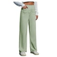 thumbnail image 1 of XIAONU Young Adult Pants High Waist Elasic Straight Leg Trousers Button Down Work Business Trousers With Pockets, 1 of 5